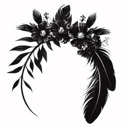 a large leaf and flower arrangement on top of a white background