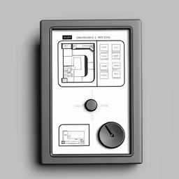 a square display on the wall with some symbols