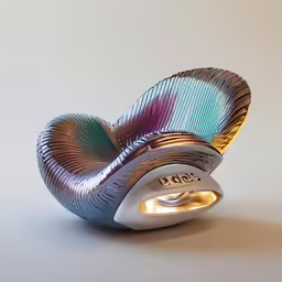 an artisticly designed object sits on the ground