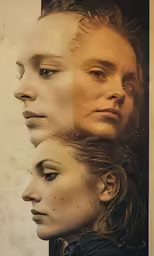 three different people look like faces, one is brown