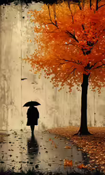 a woman holding an umbrella walking across the street