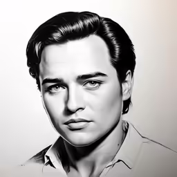 a drawing of a man in black and white