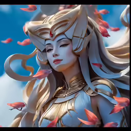 the woman in white and gold is wearing silver
