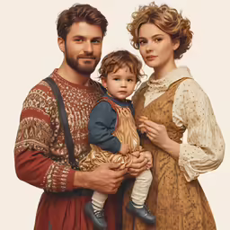 a man and woman with a baby standing near each other