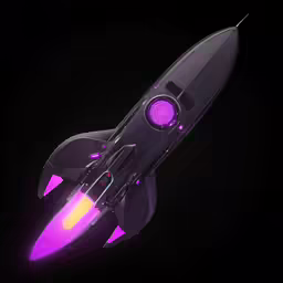 a futuristic space ship, in the dark