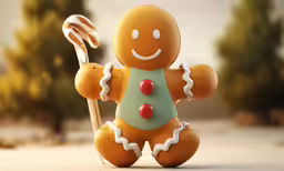 a ginger standing with a lollipop in its hand