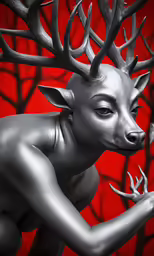a picture of an art work depicting a deer with antlers