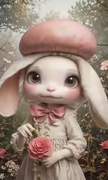a close up of a stuffed animal wearing a dress