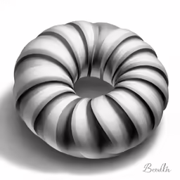 a drawing of a black and white spiraled object