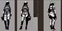 the front and back of an outfit drawing,three sketches of the female character from final fantasy
