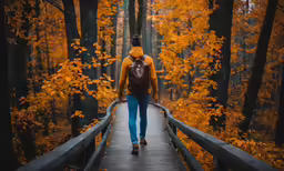 person walking on path in forest during autumn