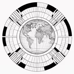 a drawing of the earth in a circle