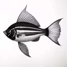 a black and white picture of a fish