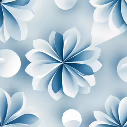 a white flower is in the middle of blue background