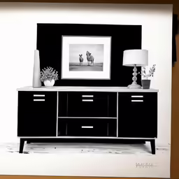there is a drawing of a black cabinet