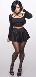 this is a model wearing a leather skirt