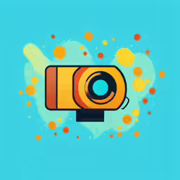 a camera with bubbles in the sky