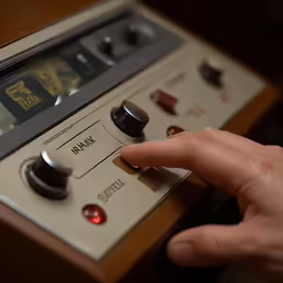 hand clicking number on controls on an old radio