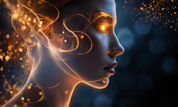 an illustration of a young girl with golden eyes