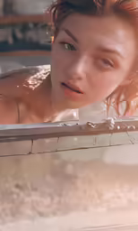 there is a woman swimming in the water