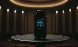 an electronic device sitting on top of a round table