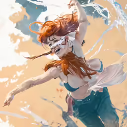 a woman wearing glasses is floating in some water