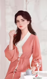 an animated girl posing while holding a cup