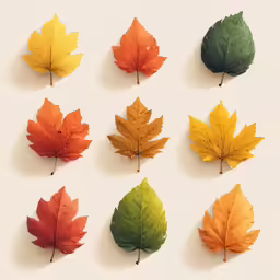the eight leaves are lined up in a row
