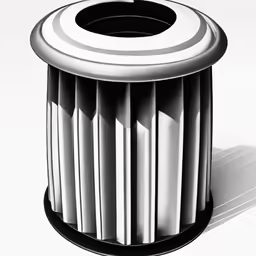 black and white drawing of a trash can