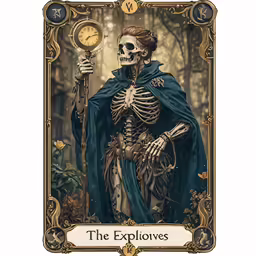 the skeleton appears to be holding a sception