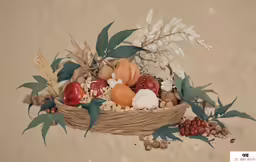 a basket filled with different types of fruit and vegetables