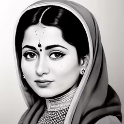 the beautiful young woman is dressed in indian garb