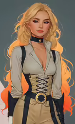 the lady in her uniform is dressed up