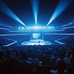 a concert venue with people on the stage