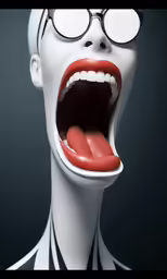 an image of a lady with fake teeth