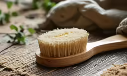 the body brush is shaped like a cupcake