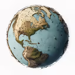 an artistic drawing of the earth in a circular frame