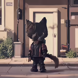 a child wearing a horse costume walking down a street