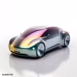 a silver car that has been painted in metallic