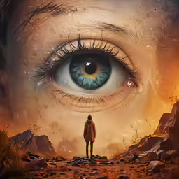 an image of the man staring at the human eye