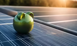 there is a large green cup on a roof