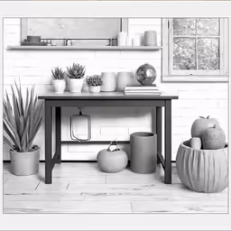 an arrangement of various pots with succulents on top