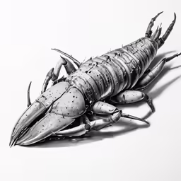 black and white drawing of a crab