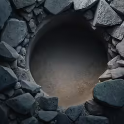 a very large hole surrounded by some rocks