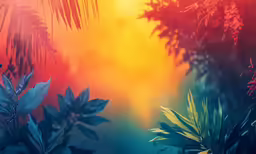 the image has an orange, yellow and red background