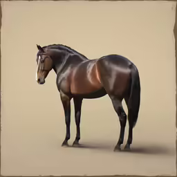 an oil painting of a brown horse