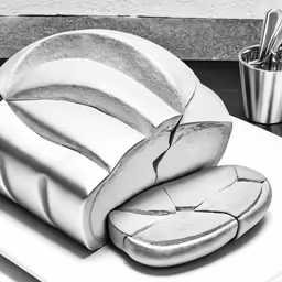 a modern sculpture made of silver and marble