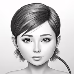 the face and side of a female with long hair