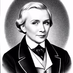 an illustration of a black and white drawing of a woman