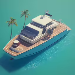 the small yacht is sailing on the water